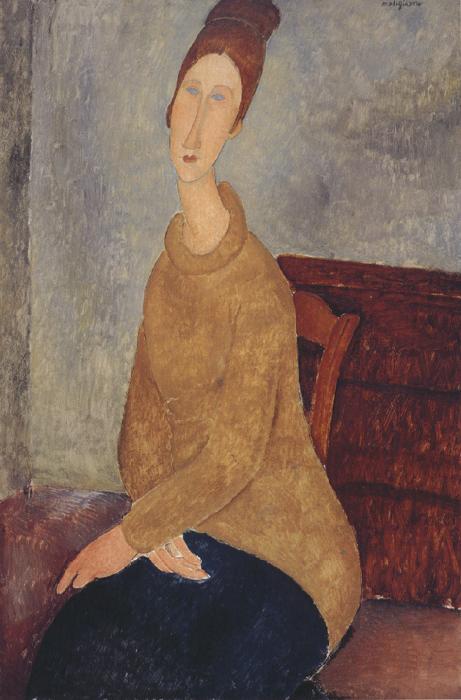 Amedeo Modigliani Jeanne Hebuterne with Yellow Sweater (mk39) oil painting picture